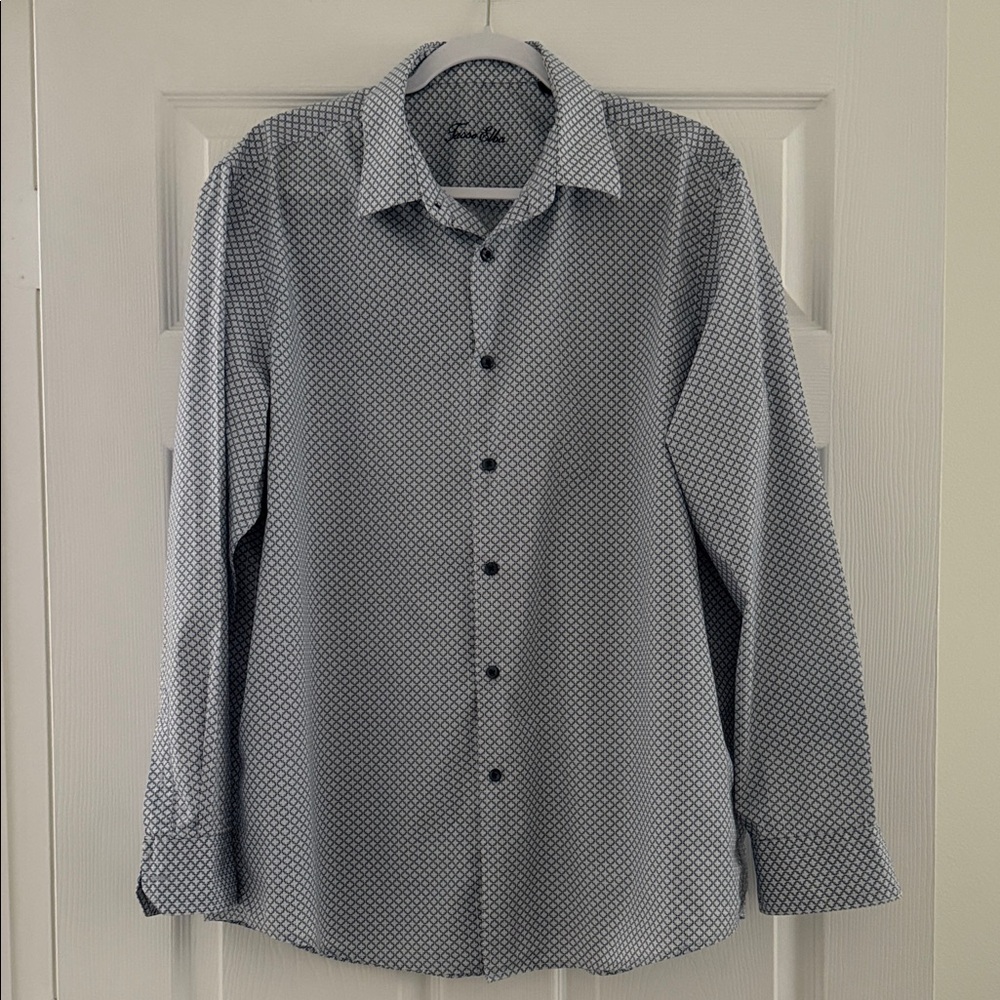 Tasso Elba Men's Blue Patterned Shirt